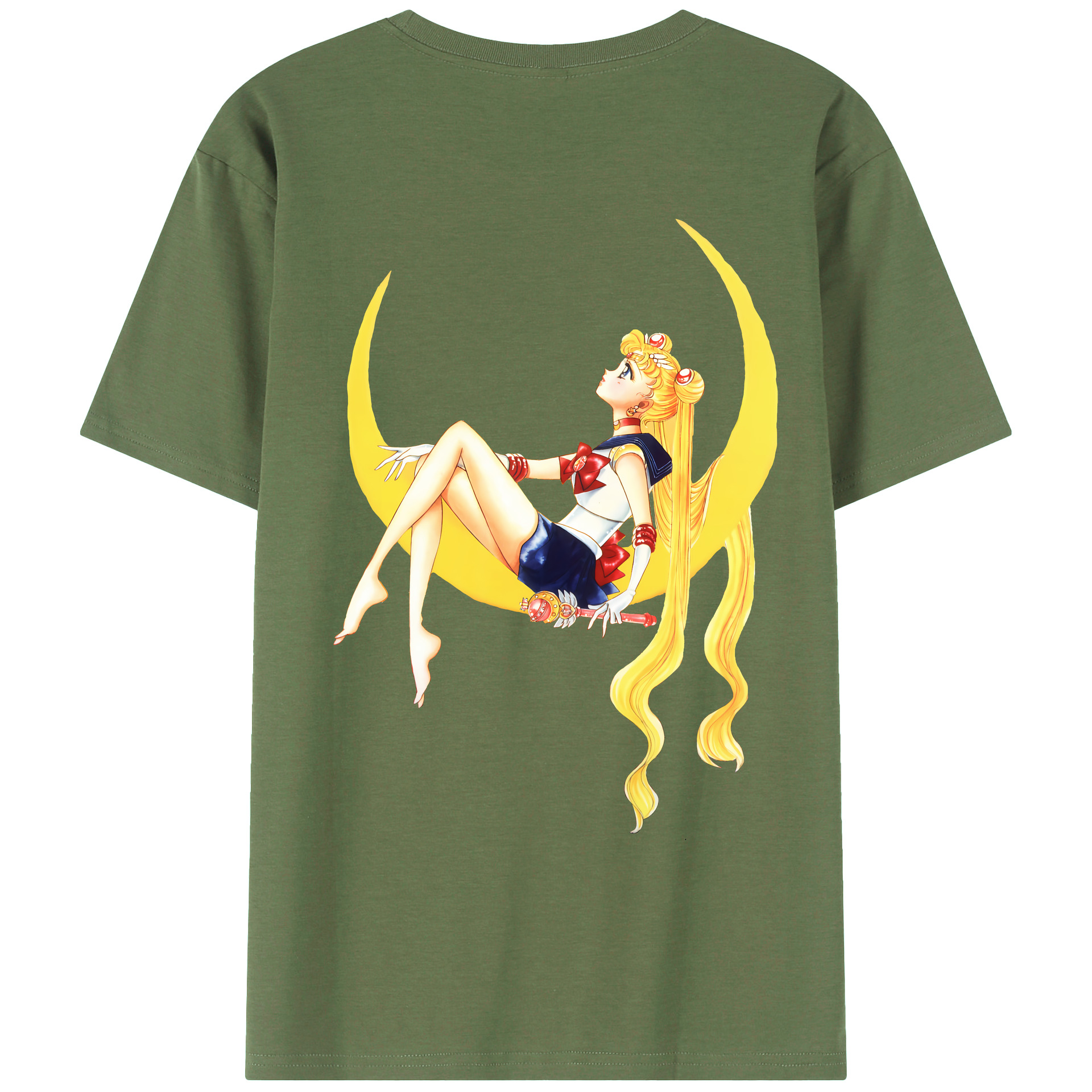 （画像用） 美少女戦士セーラームーン 月野 うさぎ つきの うさぎ Sailor Moon Tsukino Usagi 綿100％ メンズ半袖Tシャツ（バックプリント） 通気性